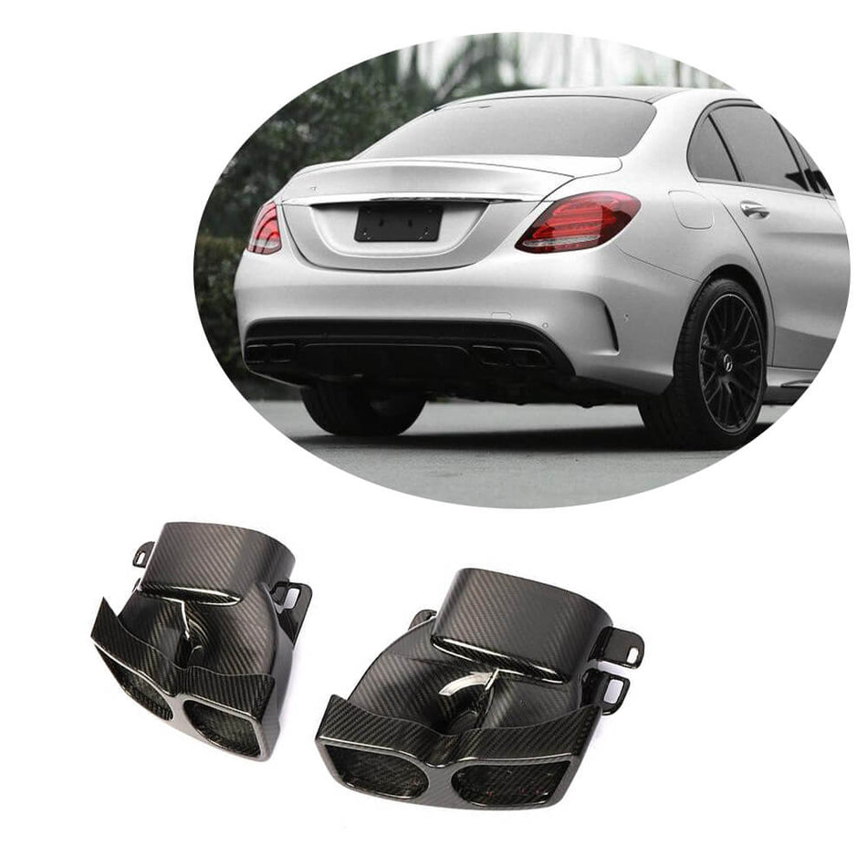 メルセデスベンツ W205 C205 A205 C63 AMG 15-19 カーボン Exhaust Pipe Tips 2ドア 4ドア