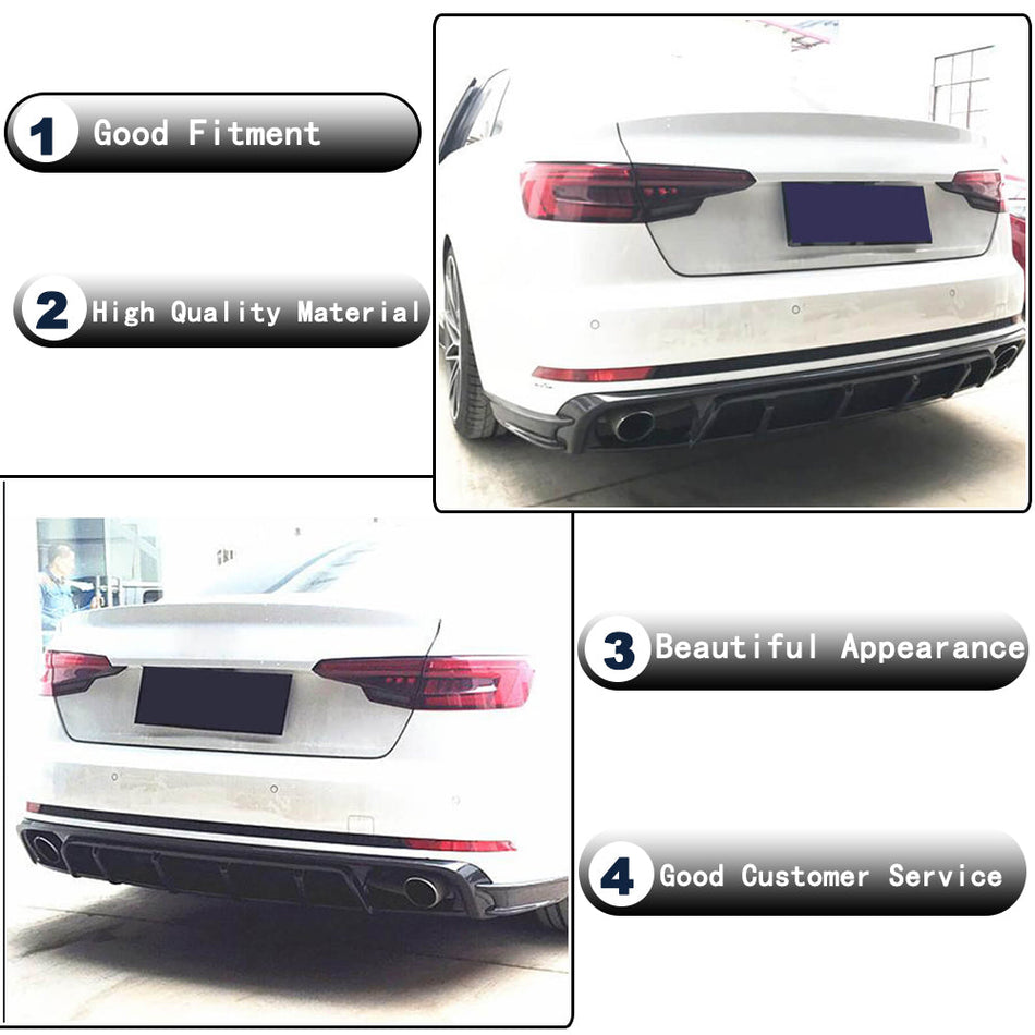 アウディ S4 Sedan 17-20 カーボン リアバンパー ディフューザー スプリッター Lip