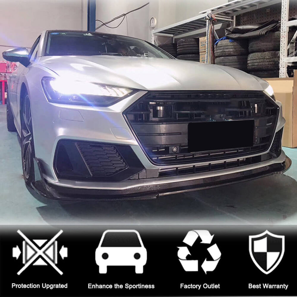 アウディ S7 A7 Sline C8 Sportback カーボン フロントバンパー リップ スポイラー ワイドボディキッド