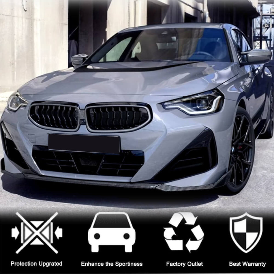 BMW 2シリーズ G42 220i 230i M Sport M240i xDrive クーペ ドライカーボン フロントバンパー リップ スポイラー スプリッター