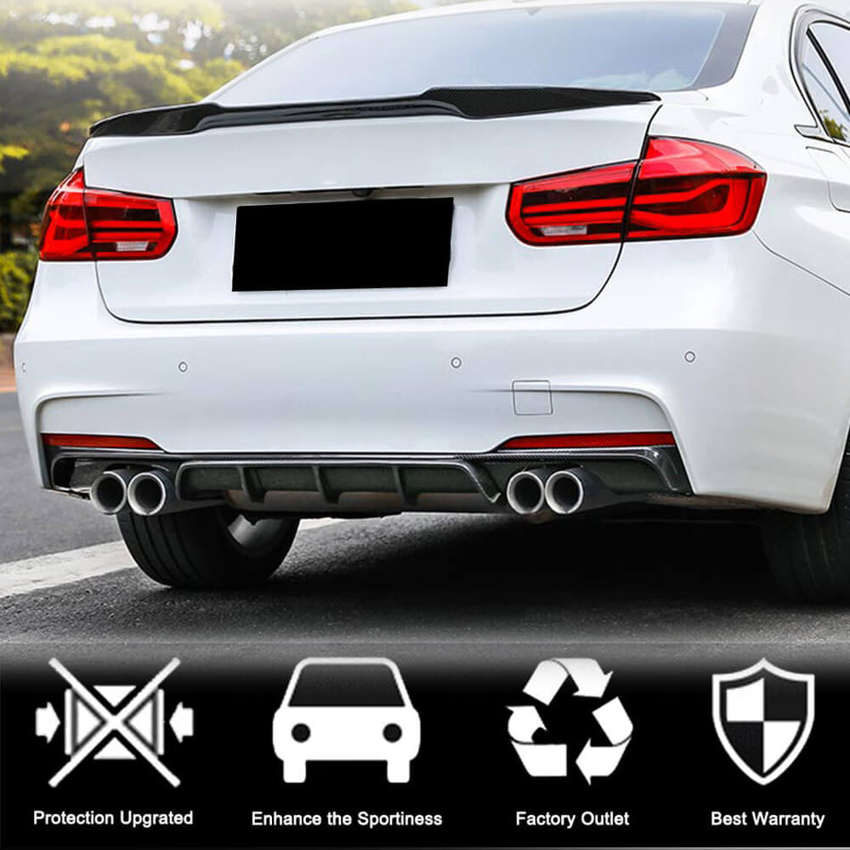 BMW 3シリーズ F30 M Sport カーボン リアバンパー ディフューザー Lip | 318i 320i 328i 330i 335i 340i M-tech