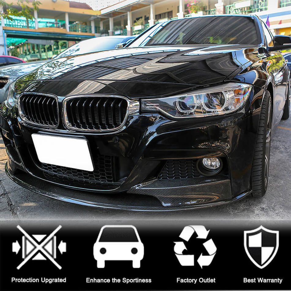 BMW 3シリーズ F30 M Sport カーボン フロントバンパー スプリッター カップウイング ウィングレット ベンドフラップ | 318i 320i 328i 330i 335i 340i M Tech