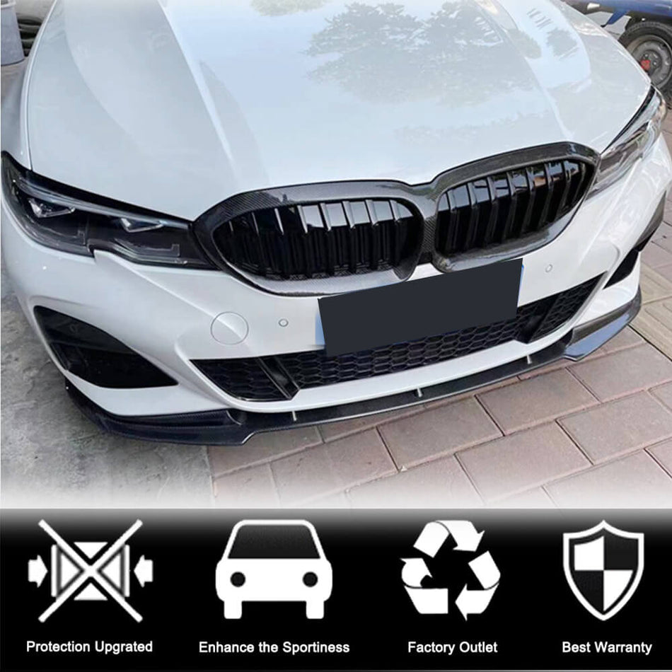 BMW 3シリーズ G20 カーボン フロント グリル バンパー Single Slat グリル トリム エンブレム | 318i 320i 330i 330e M340i