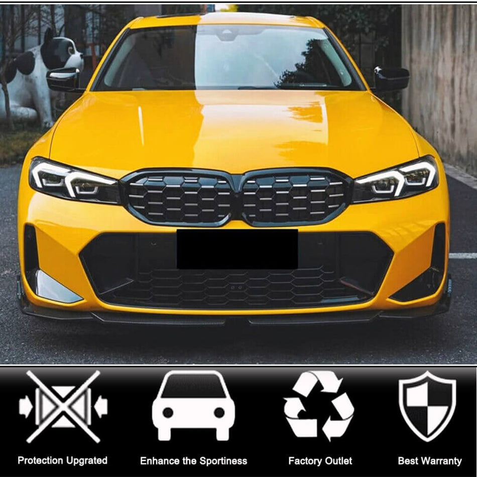 BMW 3シリーズ G20 LCI M-Sport 330i Sedan 4ドア 22-23 カーボン フロントバンパー リップスポイラー スプリッター