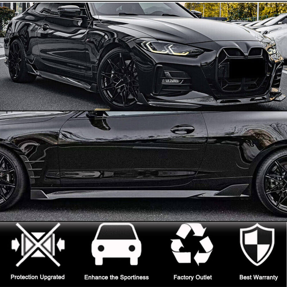 BMW 4シリーズ G22 G23 430i クーペ 2ドア ドライカーボン サイドスカート ドアロッカーパネル エクステンションリップ