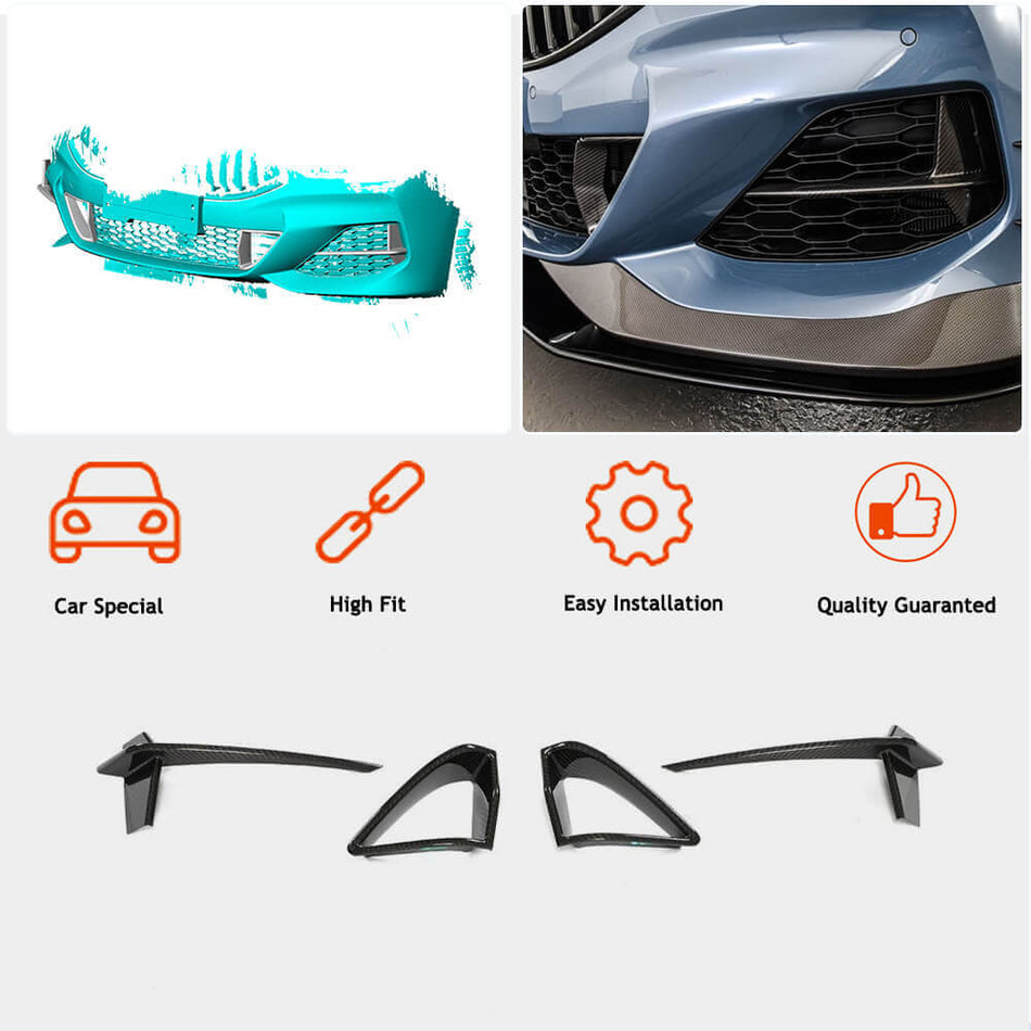BMW 8シリーズ G14 G15 G16 840i M Sport M850i ドライカーボン フロントバンパー エア Scoops Vent Fins