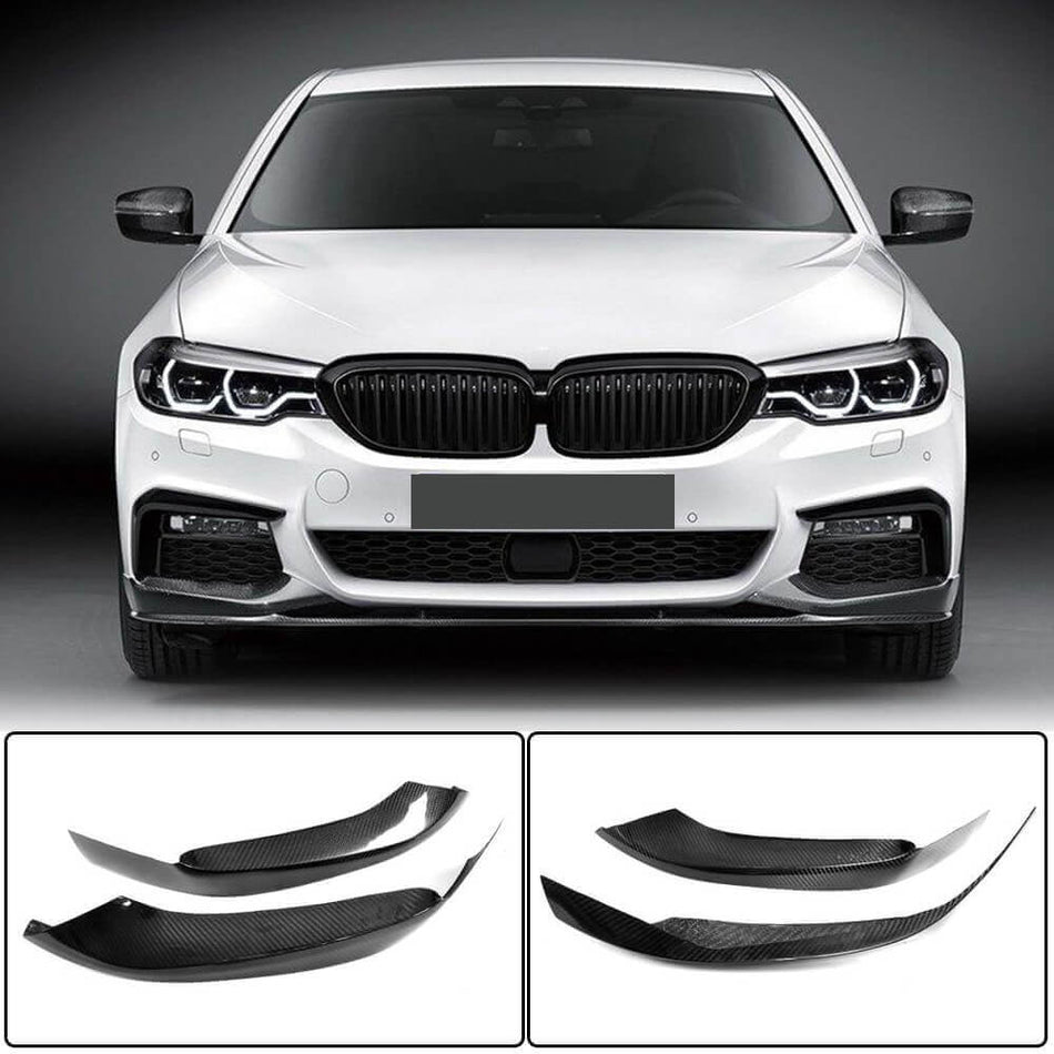 BMW 5シリーズ G30 G31 M Sport Pre-LCI カーボン フロントバンパー スプリッター カップウイング Canard ウィングレット ベンドフラップ | 520i 530i 540i M-tech M550i