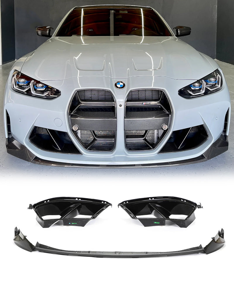 BMW G80 M3 G82 G83 M4 カーボン フロントバンパー リップスポイラー スプリッター エア Inlet Vent Duct フェンダー