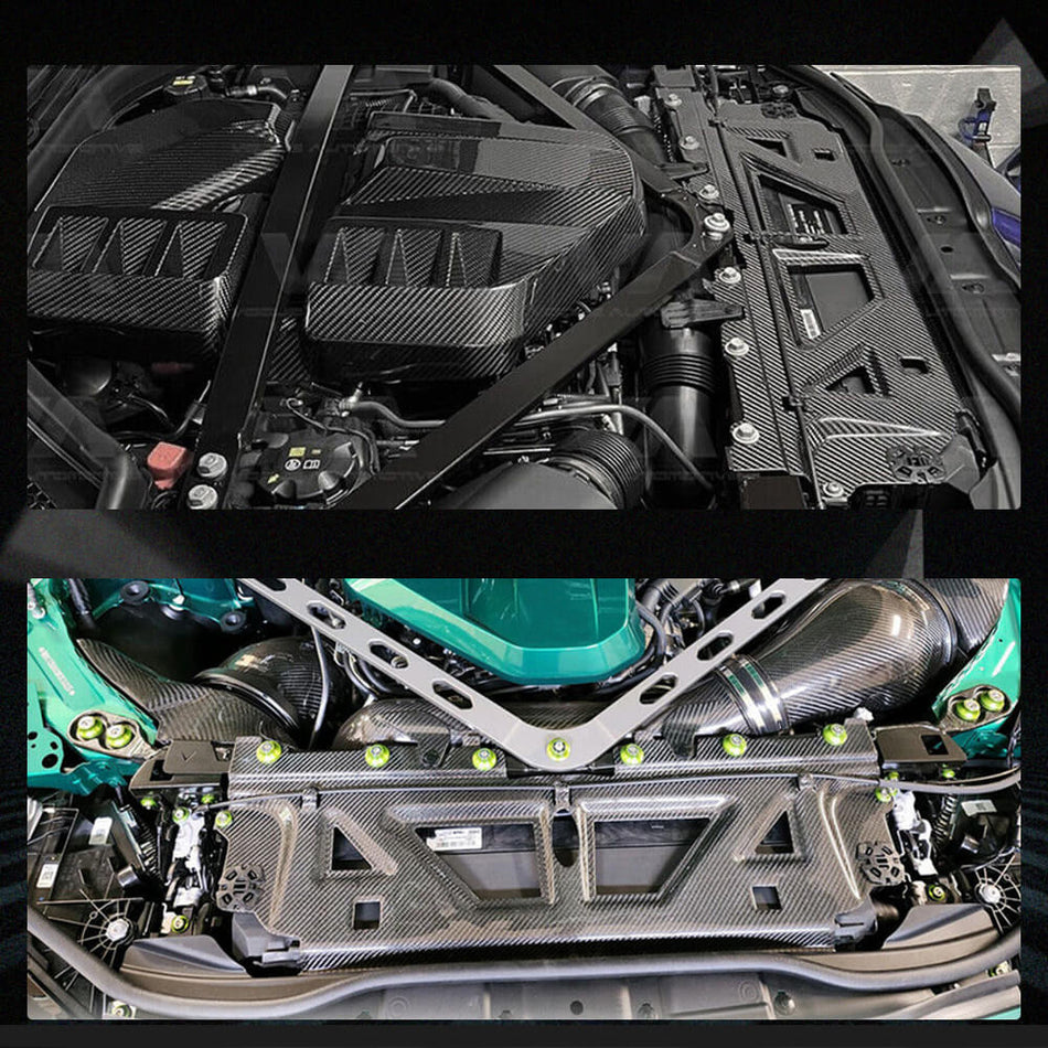 BMW G80 M3 G82 M4 G87 M2 2021-2023 ドライカーボン Water Tank Radiating Plate カバー トリム インテリア アクセサリー