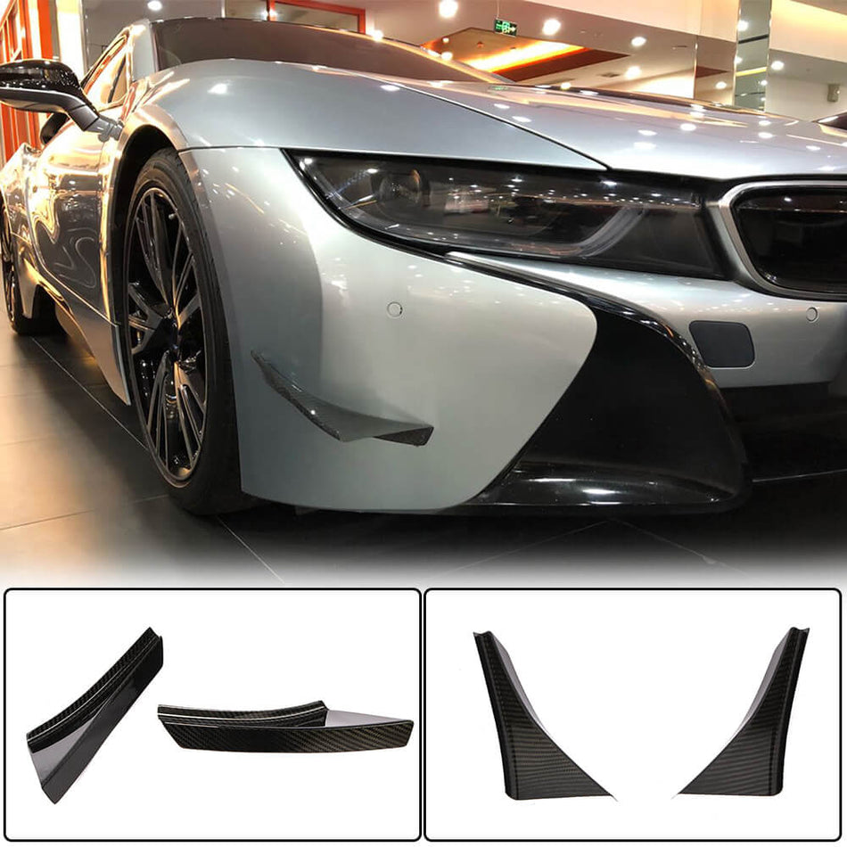 BMW I8 クーペ 2014-2018 ドライカーボン フロントバンパー Canard エア フェンダーベンド Fins