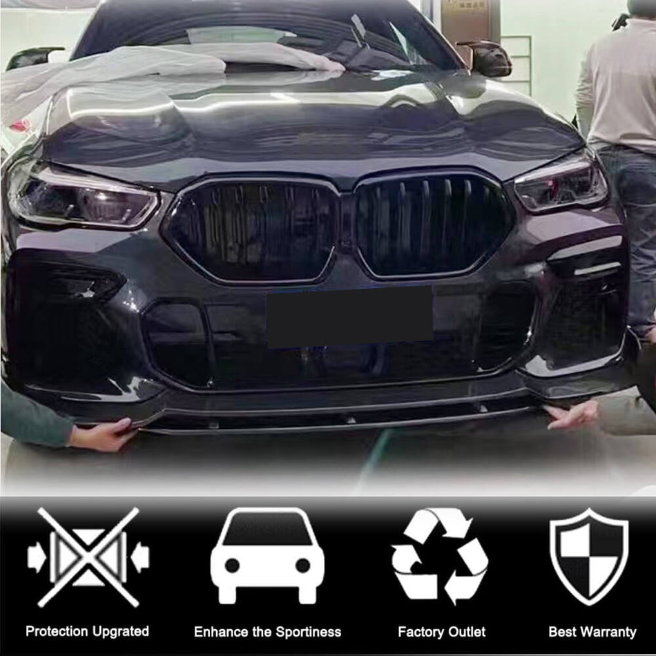 BMW X6 G06 M50i M (Competition) カーボン フロントバンパー リップスポイラー スプリッター Wide エアロ ボディキット