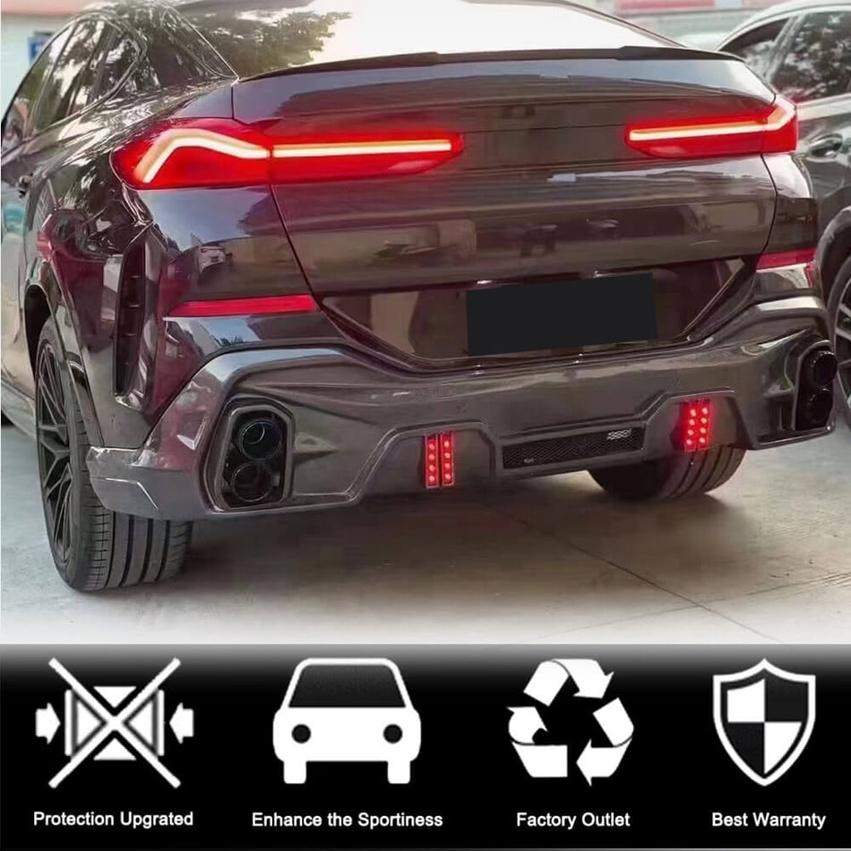 BMW X6 G06 M50i M (Competition) カーボン リアバンパー ディフューザー バランスリップ W/ Exhaust Pipe Tips