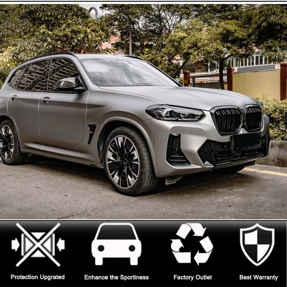 BMW iX3 G08 Sport Utility 4ドア 21-23 ドライカーボン リプレイスメントフロント グリル フレームバンパー グリル トリム エンブレム