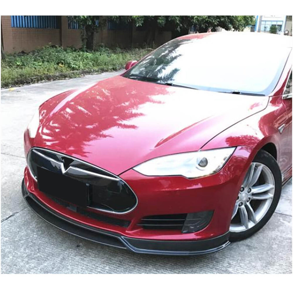 テスラ Model S 2012-2015 カーボン フロントバンパー リップ スポイラー ワイドボディキッド