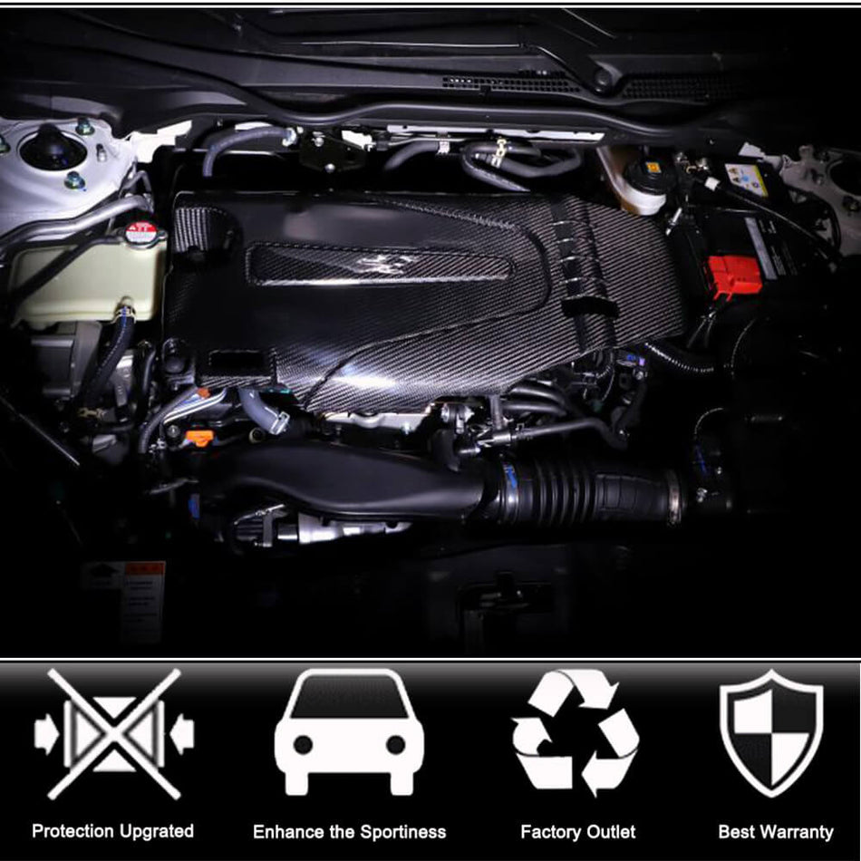 ホンダ Civic 10th 2016-2021 ドライカーボン Refit Hood Engine カバー トリム