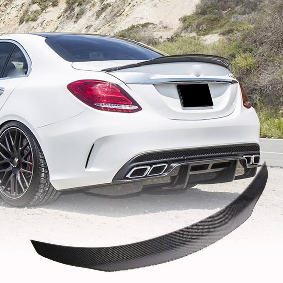 メルセデスベンツ C Class W205 カーボン リア トランク スポイラー ウィングリップ | C180 C200 C250 C300 C350 C400 C450 C63 S AMG