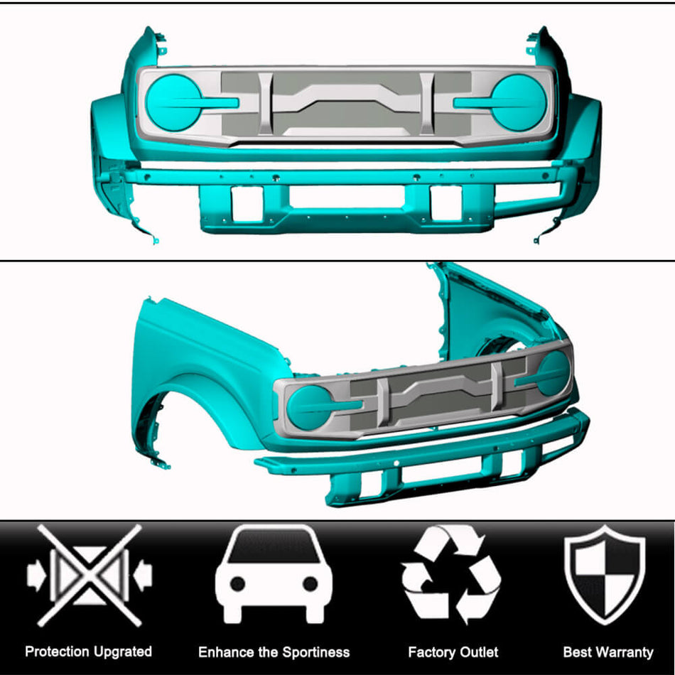 フォード BRONCO Sport Utility 2D 4D カーボン フロント グリル フレームバンパー グリル トリム Emble