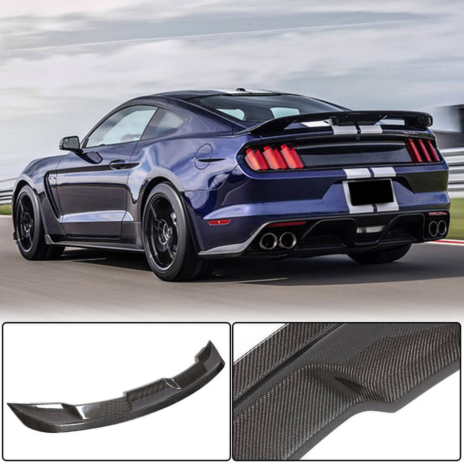 フォード Mustang クーペ カーボン リア トランク Lid スポイラー ウィングリップ | V6 V8 GT Shelby GT350R EcoBoost