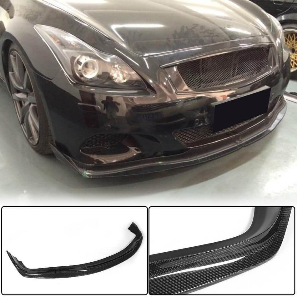 インフィニティ G37 クーペ 2009-2013 カーボン フロントバンパー リップスポイラー エアロ Wide Bodykit