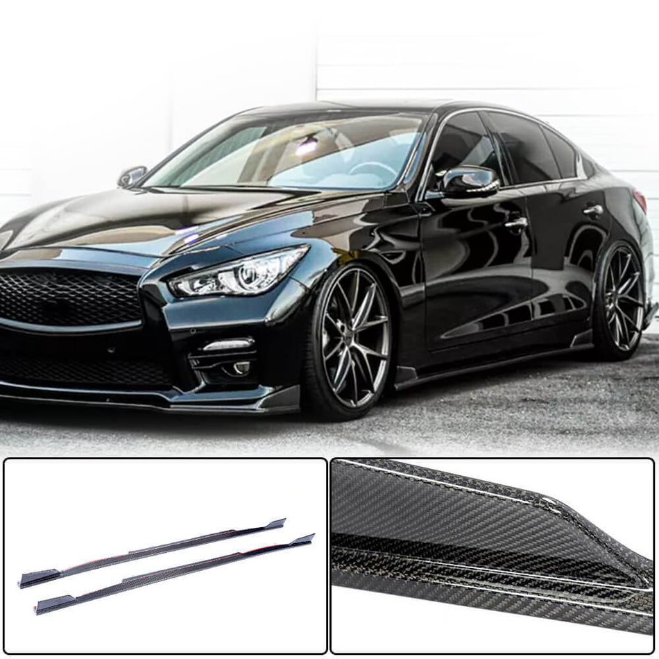 インフィニティ Q50 2014-2022 カーボン サイドスカート ドアロッカーパネル エクステンションリップ