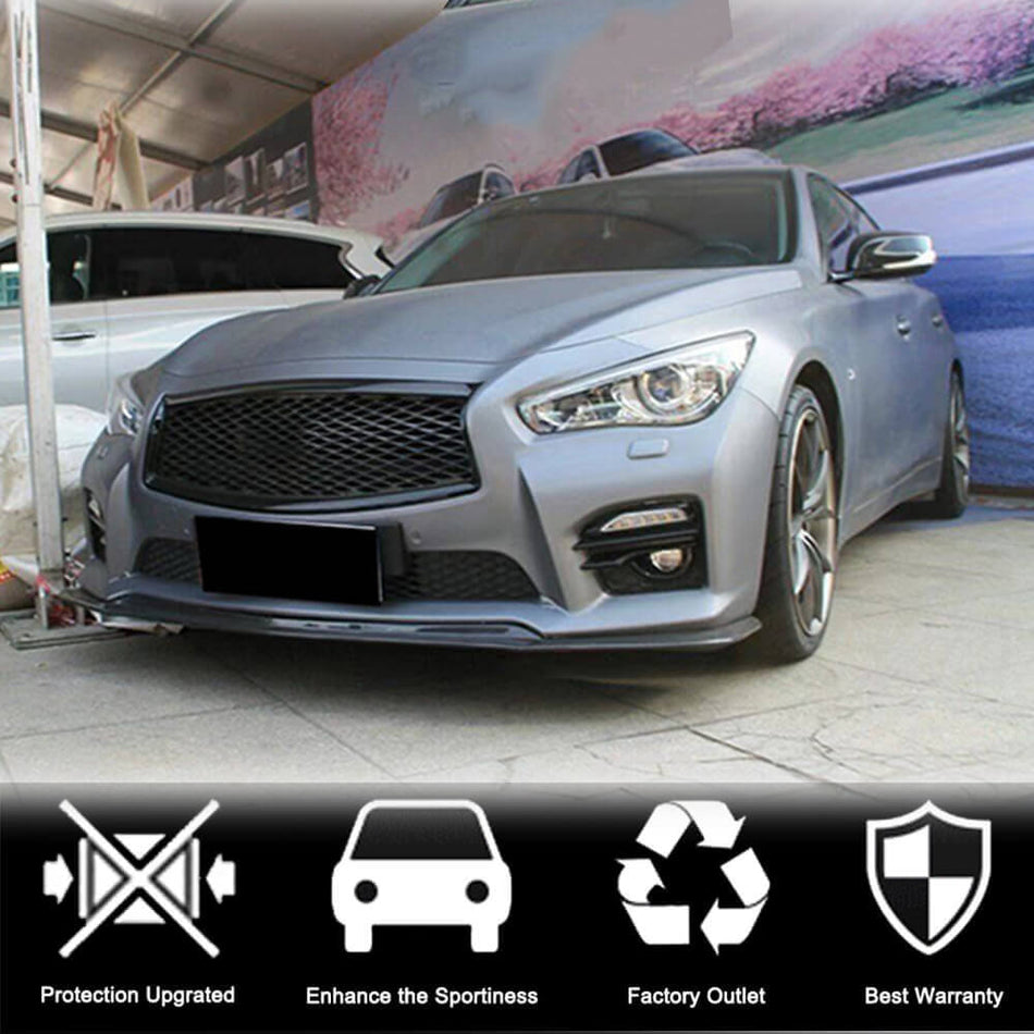 インフィニティ Q50 Sport 2014-2017 カーボン フロントバンパー リップスポイラー ワイドボディキッド
