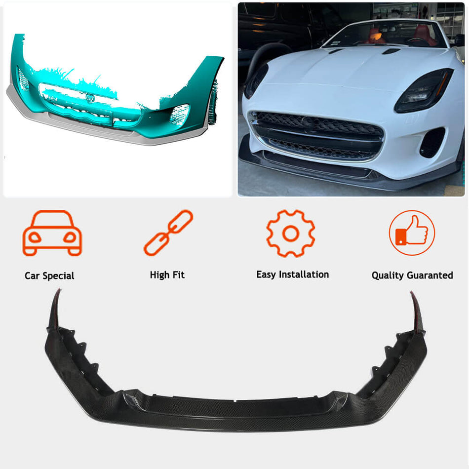 ジャガー F-TYPE ベース 2017-2019 カーボン フロントバンパー リップスポイラー ワイドボディキッド