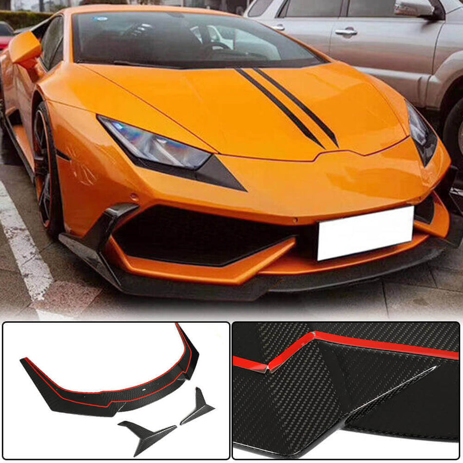 ランボルギーニ Huracan LP600 LP610 Dry Forged カーボン フロントバンパー リップスポイラー ワイドボディキッド
