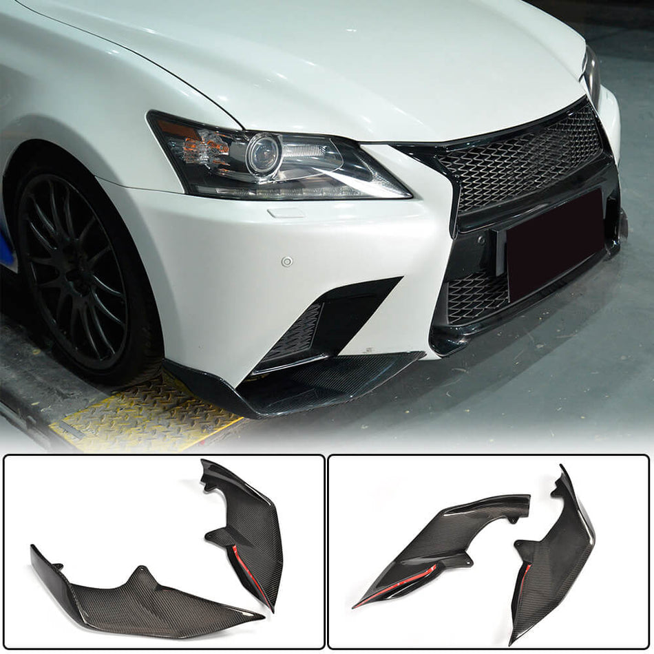 レクサス GS GS350 F Sport 2013-2015 カーボン フロントバンパー スプリッター カップウイング ウィングレット Vent Canard Flaps