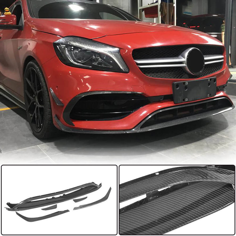 メルセデスベンツ A Class W176 Sport A45 Facelift カーボン フロントバンパー リップスポイラー エア Scoop フェンダーベンド Fins