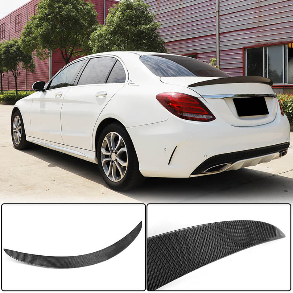 メルセデスベンツ C Class W205 カーボン リア トランク スポイラー ウィングリップ | C180 C200 C250 C300 C350 C400 C450 C63 S AMG
