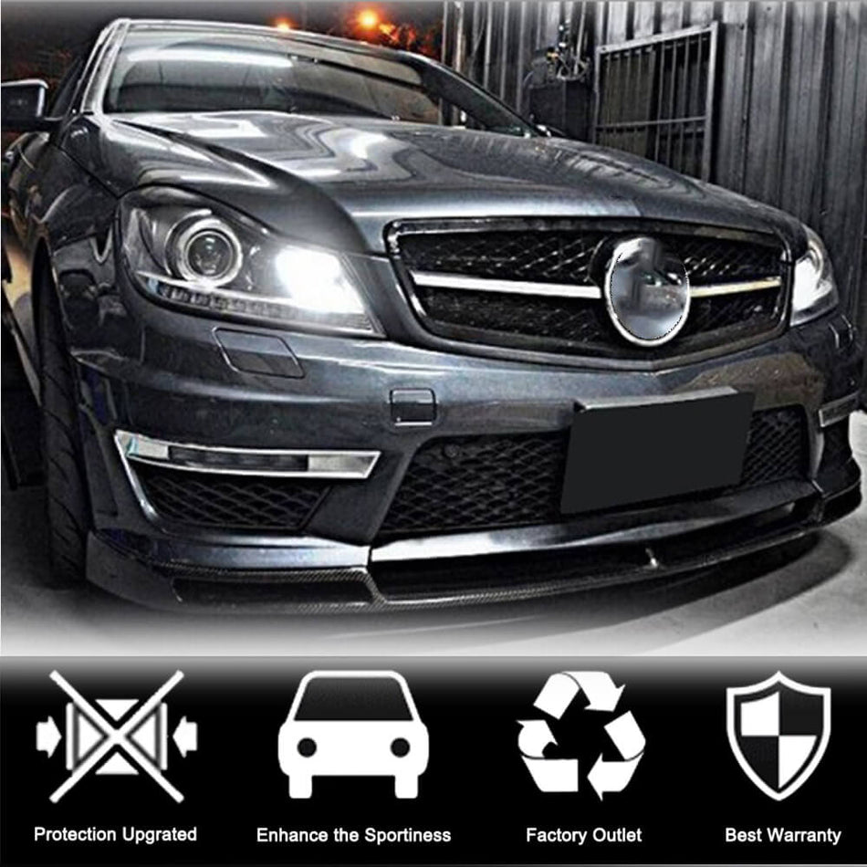 メルセデスベンツ C Class W204 C204 C63 AMG Facelift カーボン フロントバンパー リップスポイラー ワイドボディキッド