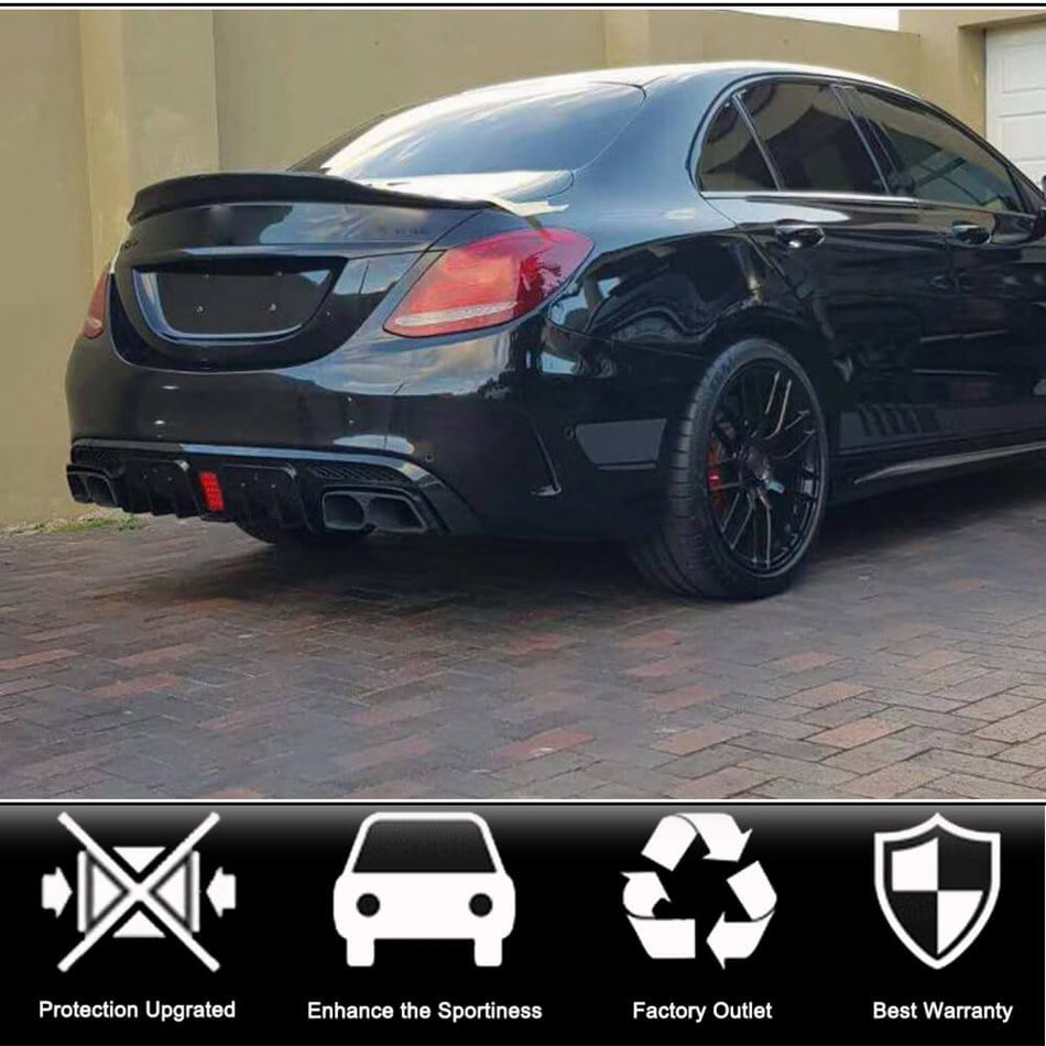 メルセデスベンツ C Class W205 C200 C250 C300 C350 C400 Sport C43 AMG Sedan Carbon look リアバンパー ディフューザー with Exhaust Tips