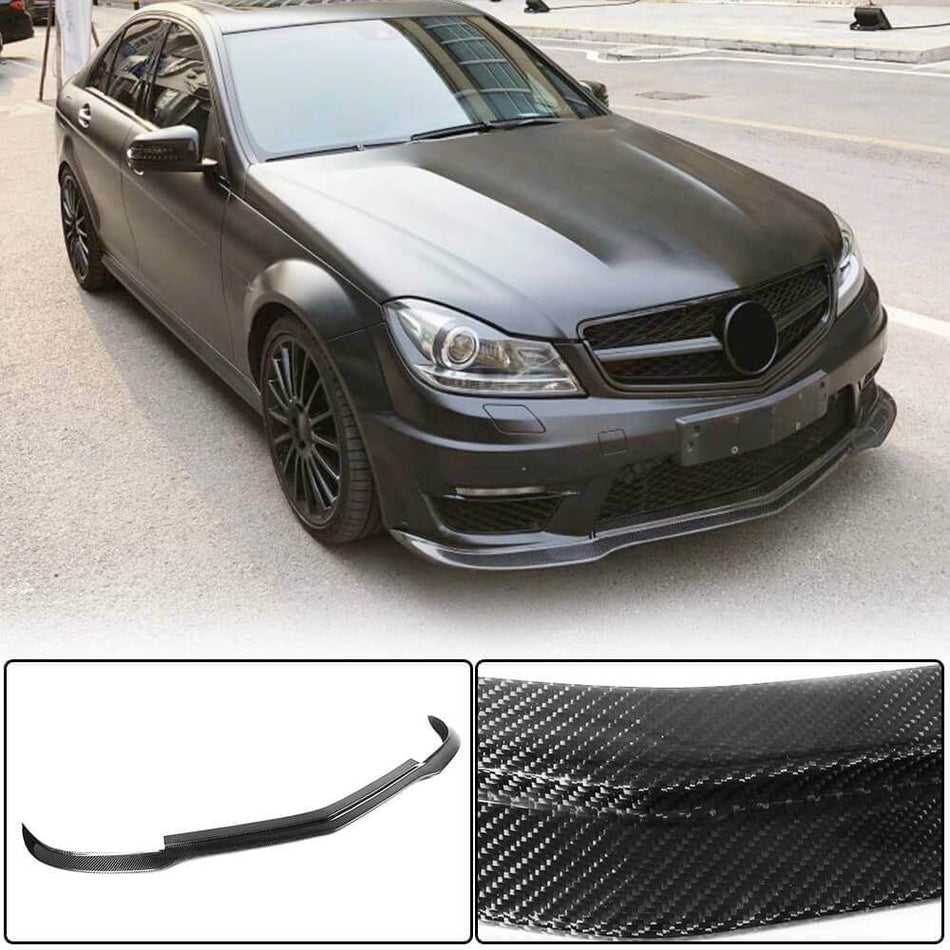 メルセデスベンツ W204 C204 C63 AMG Facelift カーボン フロントバンパー リップ スポイラー ワイドボディキッド