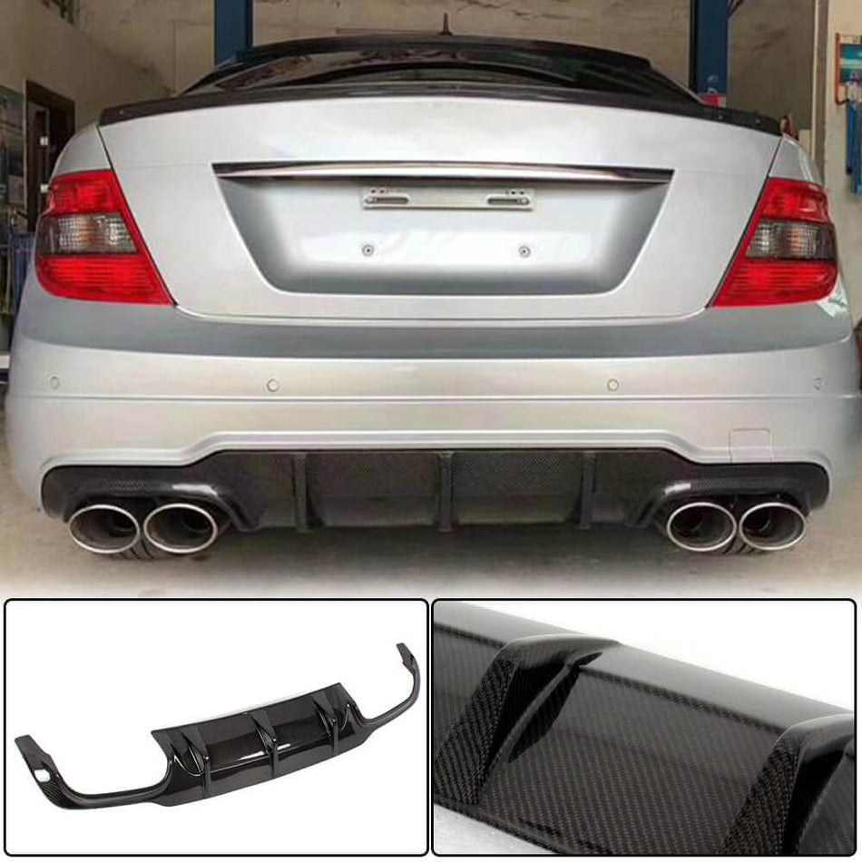 メルセデスベンツ W204 C204 C300 Sport C63 AMG Facelift カーボン リアバンパー ディフューザー バランスリップ