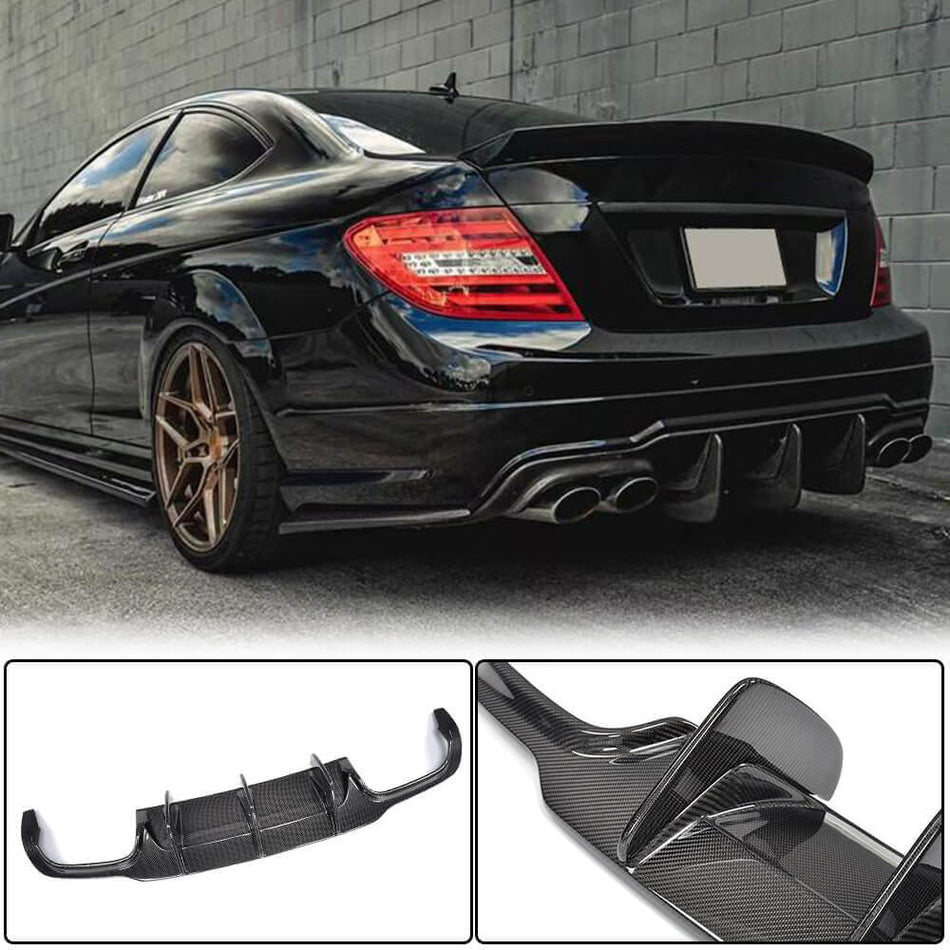 メルセデスベンツ W204 C204 C300 Sport C63 AMG Facelift カーボン リアバンパー ディフューザー Lip