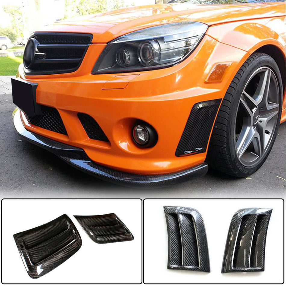 メルセデスベンツ W204 C63 AMG フェイスリフト前 カーボン フロントバンパー サイドエアベンド Scoop カバー