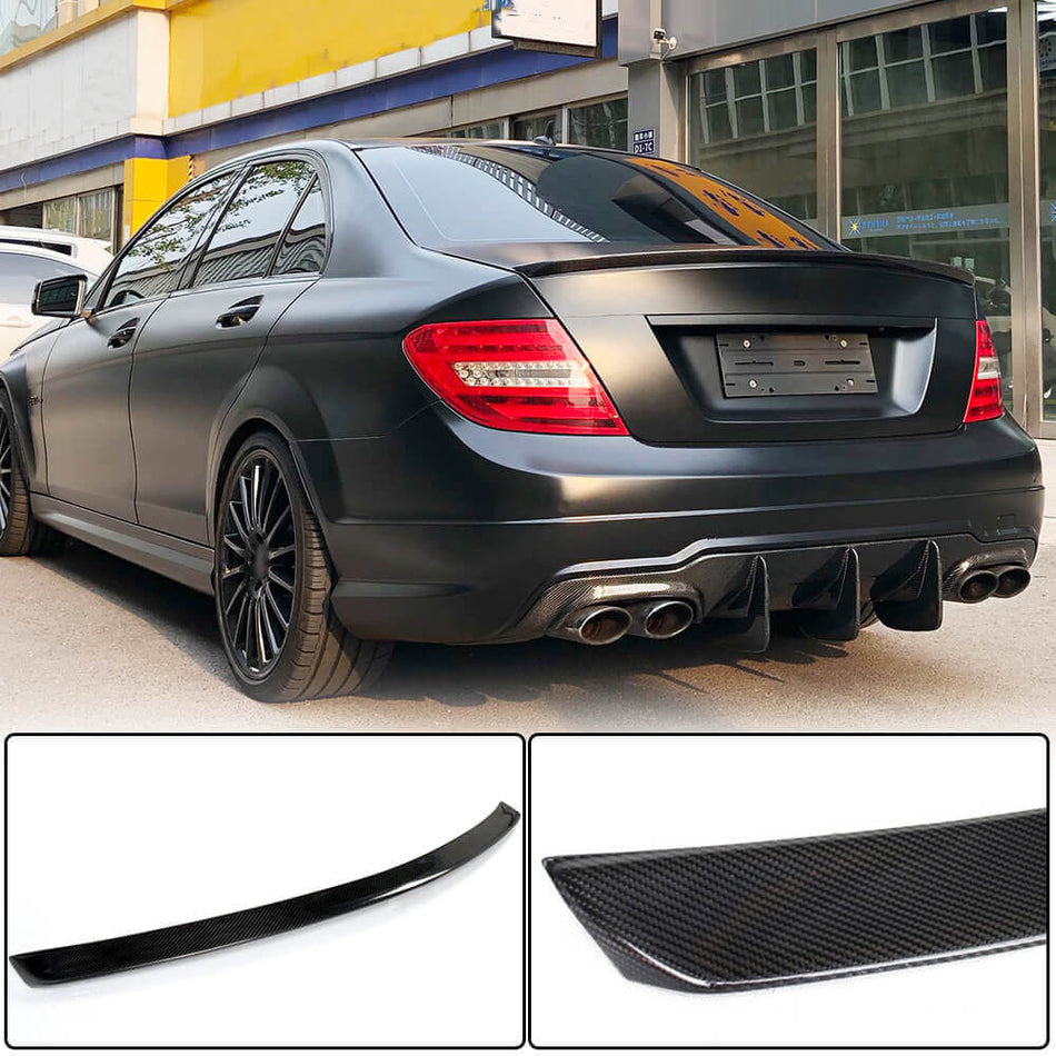 メルセデスベンツ C Class W204 カーボン リア トランク スポイラー ウィングリップ | C180 C200 C230 C250 C280 C300 C350 C63 AMG