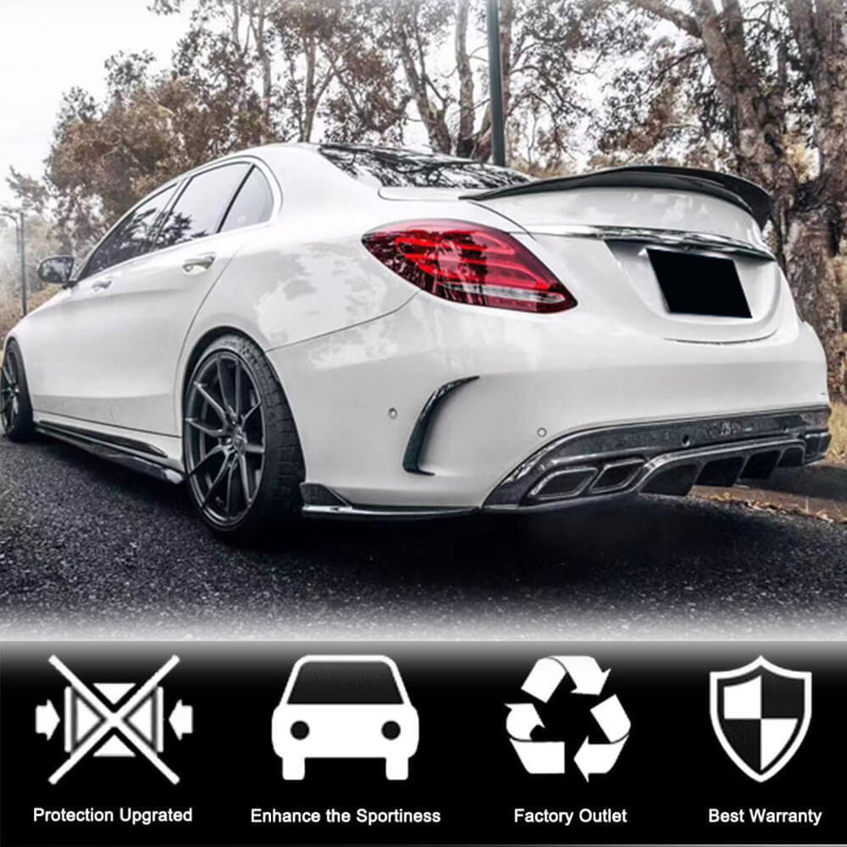 メルセデスベンツ W205 Sport C43 C63 C450 AMG フェイスリフト前 カーボン リアバンパー スプリッター カップウイング ウィングレット ベンドフラップ
