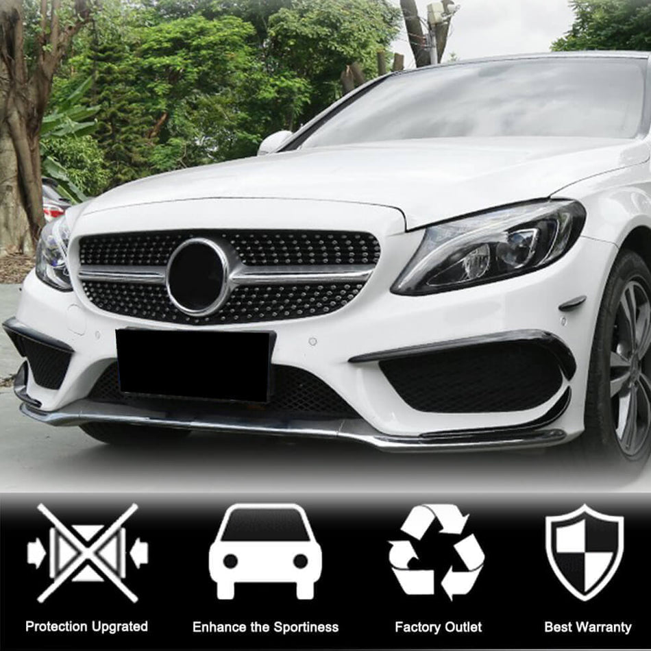 メルセデスベンツ W205 C205 A205 Sport C43 AMG フェイスリフト前 カーボン フロントバンパー エアベンド フィン トリム