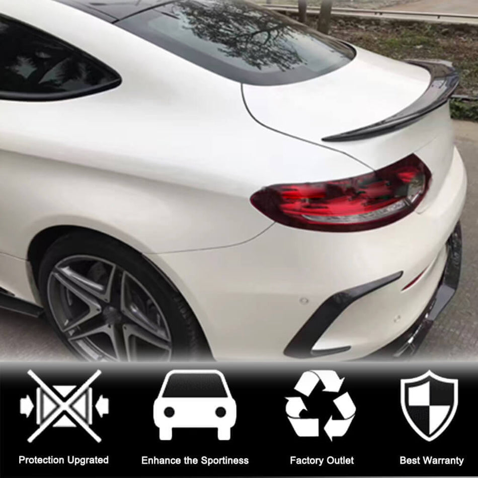 メルセデスベンツ (W205) C205 クーペ カーボン リア トランク スポイラー ウィングリップ | C180 C200 C250 C300 C350 C400 C450 C43 C63 AMG