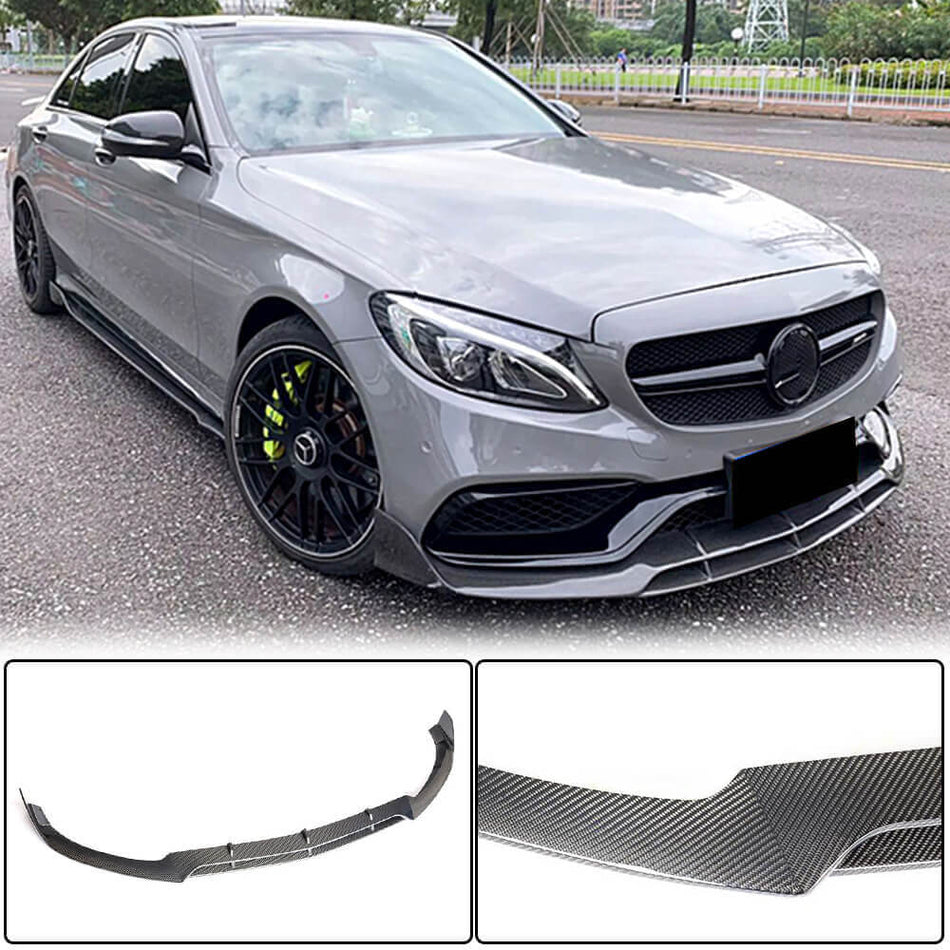 メルセデスベンツ W205 C63 AMG フェイスリフト前 カーボン フロントバンパー リップスポイラー ワイドボディキッド