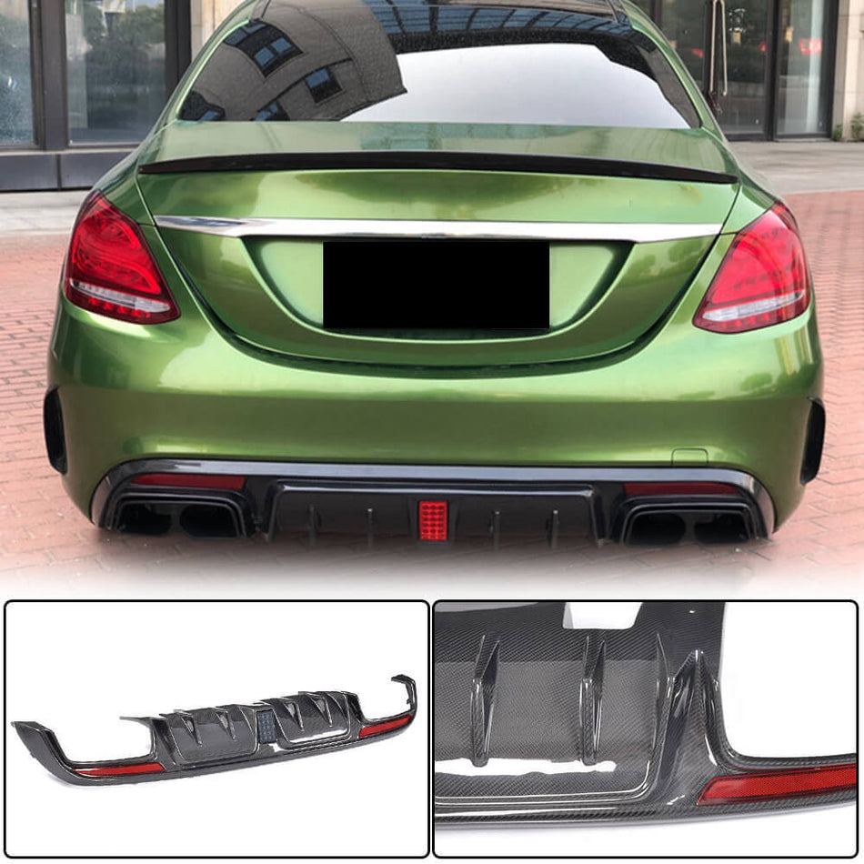 メルセデスベンツ W205 Sport C43 C63 C450 AMG フェイスリフト前 カーボン リアバンパー ディフューザー バランスリップ