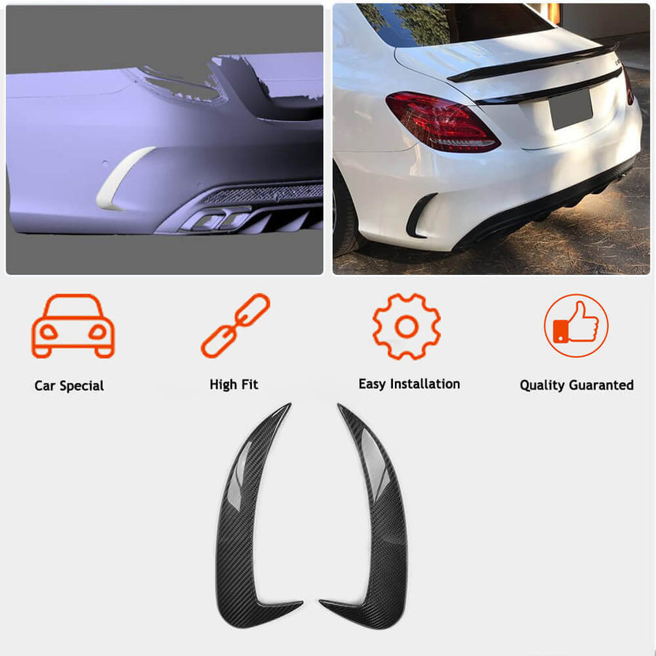 メルセデスベンツ W205 Sport C43 C63 C450 AMG フェイスリフト前 カーボン リアバンパー サイドエアベンド Fins
