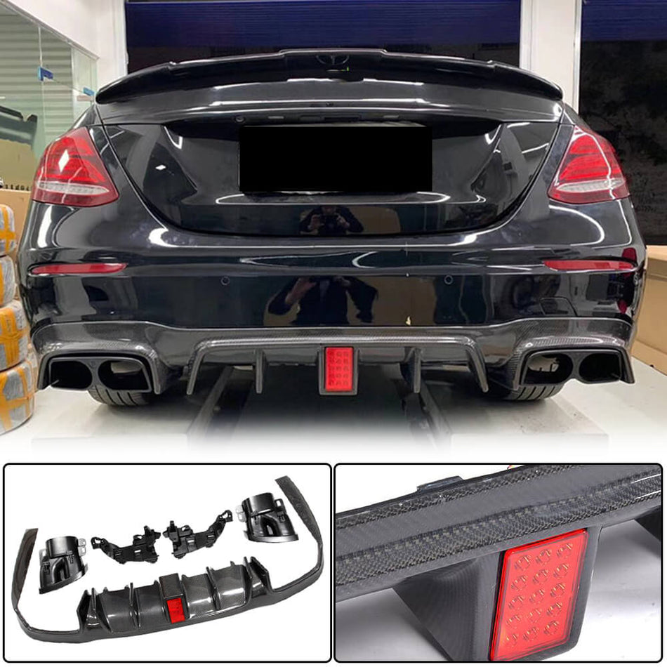 メルセデスベンツ W213 Sport E43 E53 E63 AMG カーボン リアバンパー ディフューザー W/Exhaust Tips