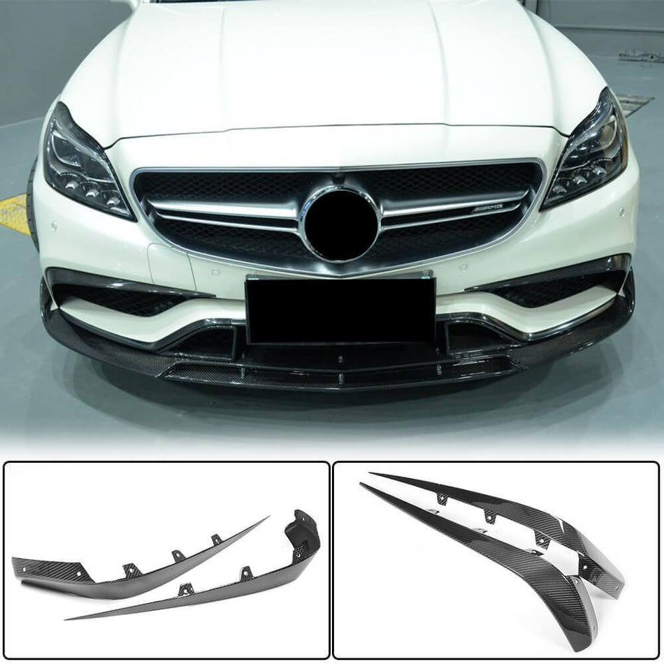 メルセデスベンツ (W218) C218 CLS63 AMG S カーボン フロントバンパー Canard エアベンド Fins