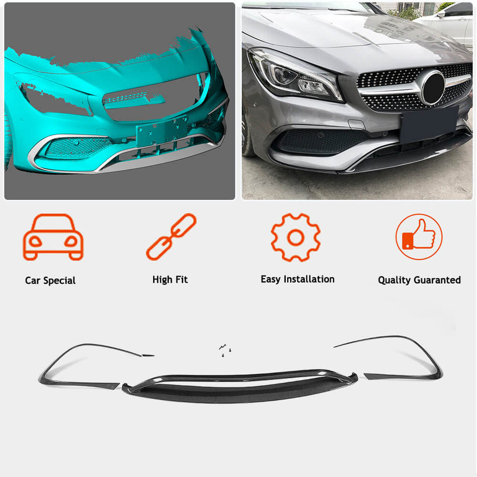 メルセデスベンツ (W117) C117 CLA220 CLA250 Sport Facelift カーボン フロントバンパー リップスポイラー ワイドボディキッド