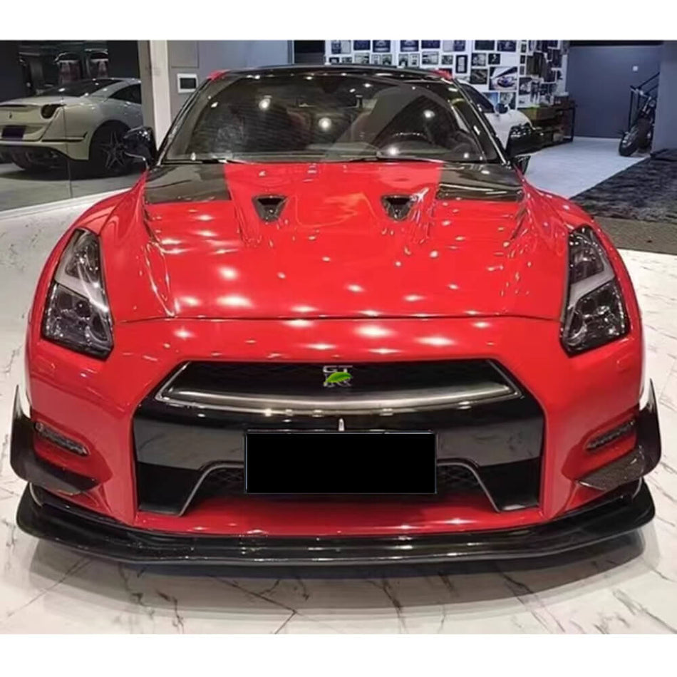 ニッサン GTR GT-R R35 2010-2015 カーボン フロントバンパー スプリッター フィンエアベンド トリム