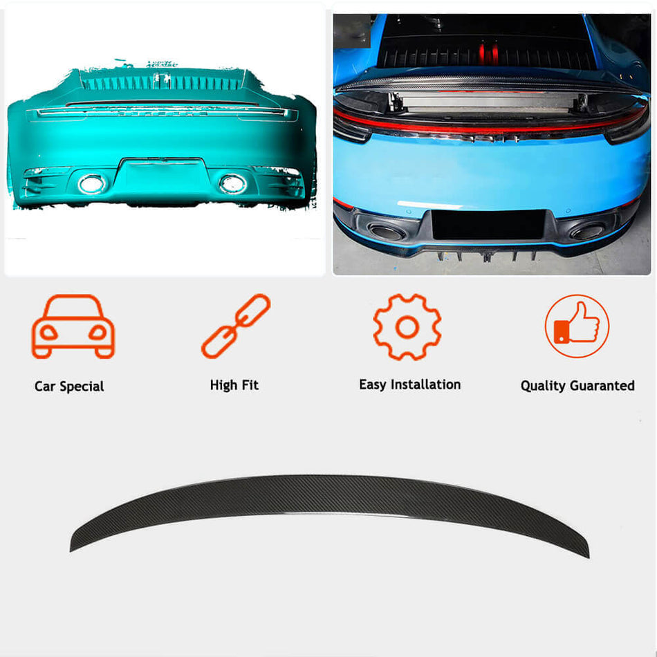 ポルシェ 911 (992) ドライカーボン リア トランク スポイラー ウィングリップ
