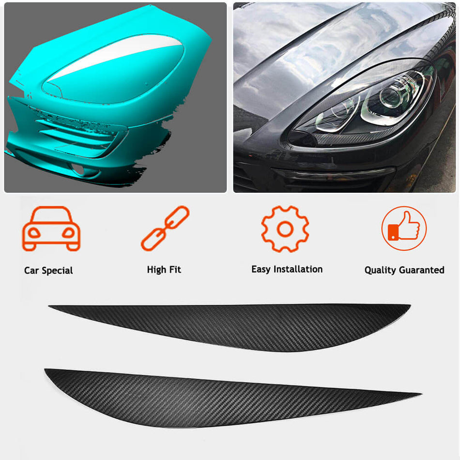 ポルシェ Macan ドライカーボン Headlight Eyebrows Lamp Eyelids エクステリアアクセサリー