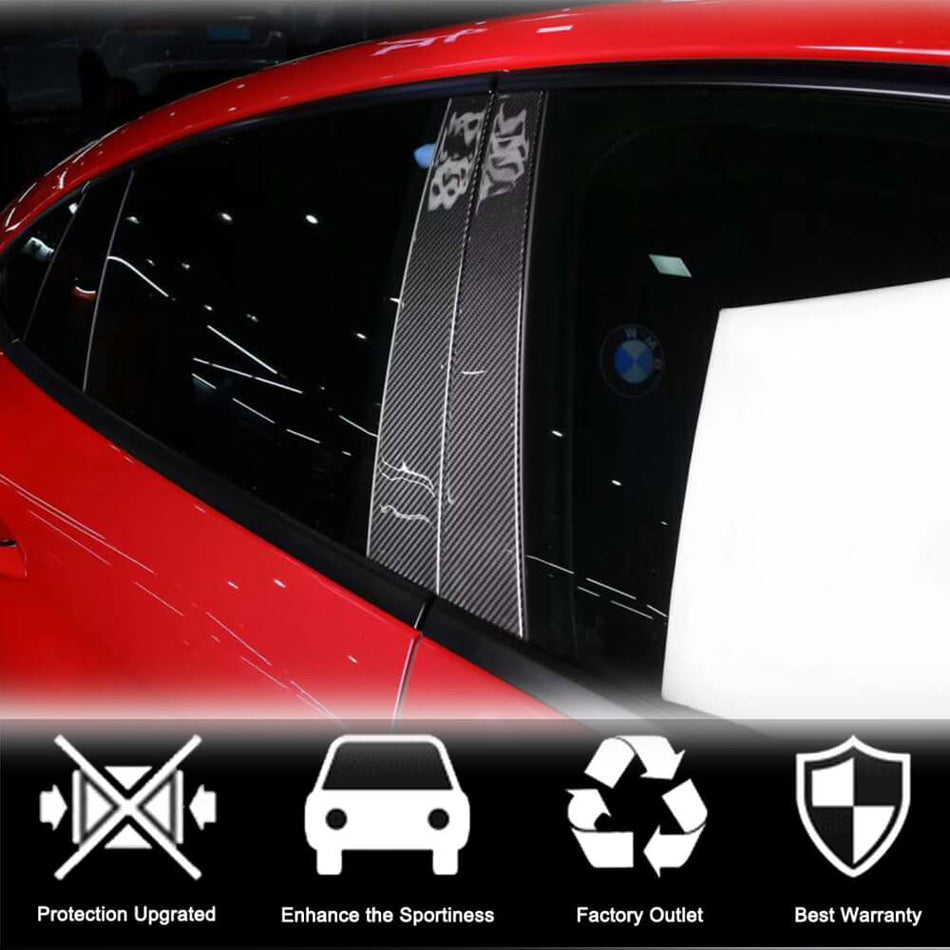 ポルシェ Panamera 971 カーボン Door ウィンドウB Pillar カバー トリム 4pcs/set